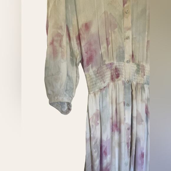 Z Supply Tanya Blurred White Pink Floral Button Front Maxi Dress Size Small - Picture 11 of 14